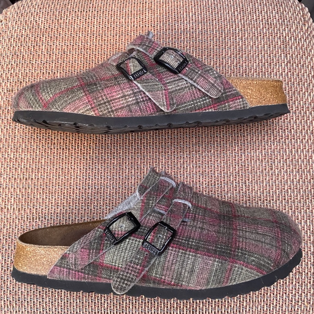 Plaid Birki’s Wool Clogs
